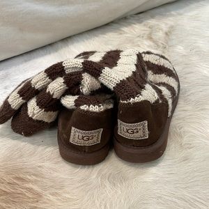 Brown and cream knit uggs